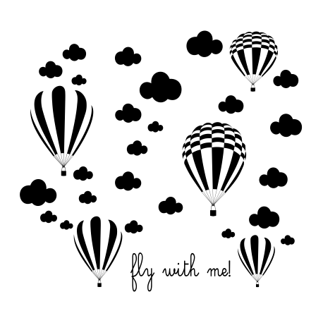 Vinilo viaje en globo, 92x100, Vinilo Autoadhesivo, Mate, Original, Blanco-