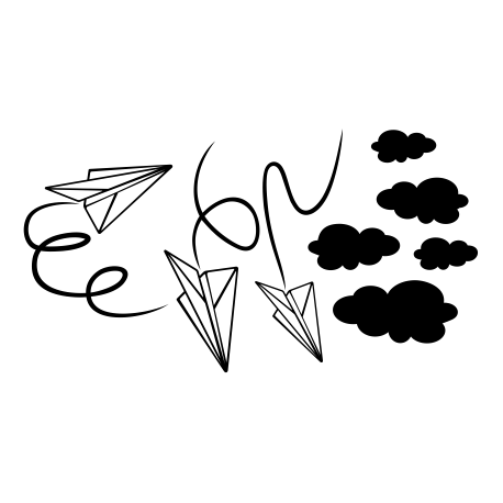 Vinilo aviones de papel, 80x44, Vinilo Autoadhesivo, Mate, Original, Blanco-