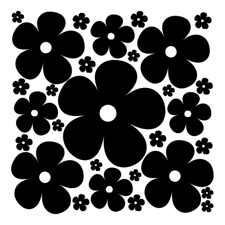 Vinilo flores sueltas, 100x100, Vinilo Autoadhesivo, Mate, Original, Negro-
