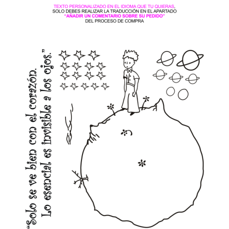 Vinilo El Principito 1 color, 120x120, Vinilo Autoadhesivo, Mate, Original, Azul Oscuro-