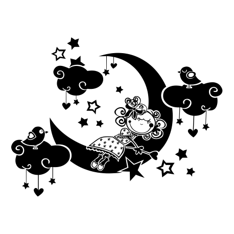 Vinilo durmiendo en la luna, 120x90, Vinilo Autoadhesivo, Mate, Original, Rojo Fuerte-