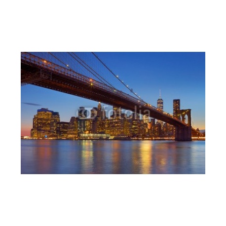 Brooklyn Bridge and New York City skyline at dusk, 104x69, Papel Pared, Acabado LIENZO, Original, Todo color