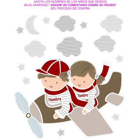 Vinilo aviadores mellizos, 95x107, Vinilo Autoadhesivo, Mate, Original, Color original-