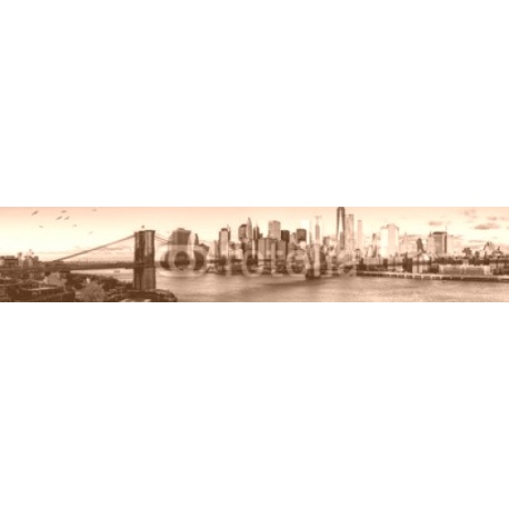 East River mit Blick auf Manhattan und die Brooklyn Bridge, New York, USA, 265x50, DIBOND (Aluminio), Cinta Adhesiva Doble Cara Dibond, Original, Sepia