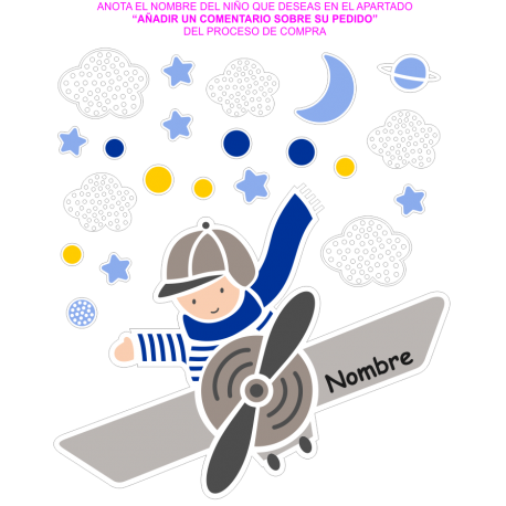 Vinilo aviador chico II, 95x110, Vinilo Autoadhesivo, Mate Fotoluminiscente, Original, Color original-