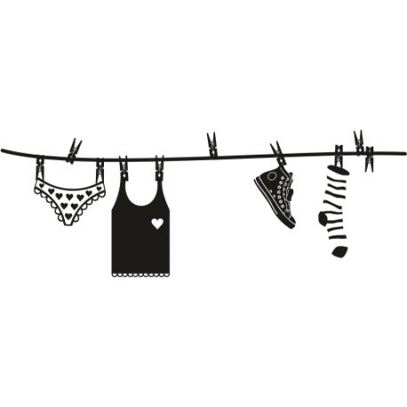 Vinilo ropa colgada, 130x46, Vinilo Autoadhesivo, Brillo, Original, Negro-
