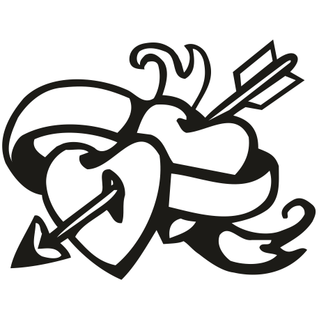 Vinilo corazón flechado, 150x114, Vinilo Plantilla, Brillo, Original, Original-