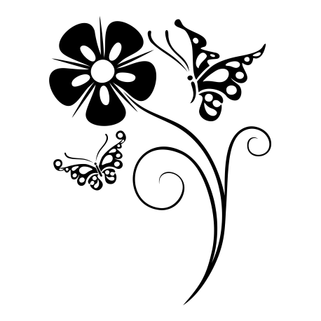 Vinilo floral flor y mariposas, 43x56, Vinilo Autoadhesivo, Mate, Original, Azul Claro-