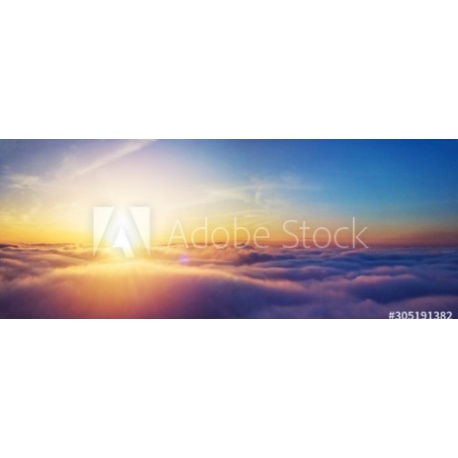 Beautiful sunrise cloudy sky from aerial view, 160x63, Vinilo Adhesivo, Laminado Mate (protección arañazos y rayos UVI), Original, Todo color