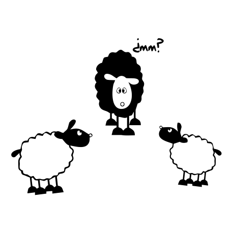 Vinilo infantil ovejas, 90x67, Vinilo Autoadhesivo, Mate, Original, Negro-