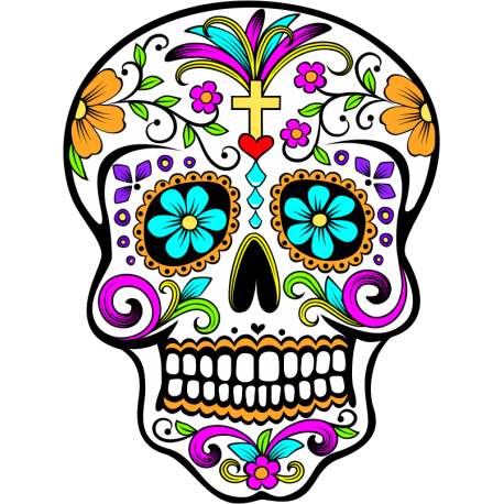 Vinilo calavera mexicana dulce, 70x93, Vinilo Autoadhesivo, Brillo, Original, Color original-