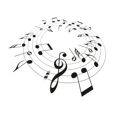 Vinilo notas musicales, 100x81, Vinilo Autoadhesivo, Mate, Original, Negro-