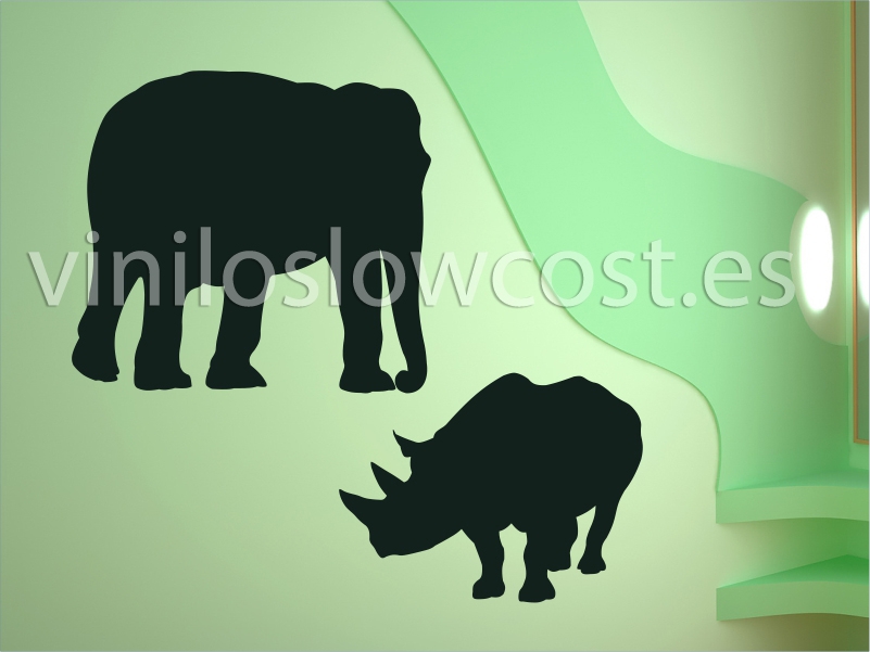 Vinilo elefante y rinoceronte