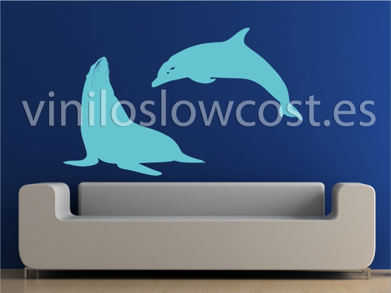 Vinilo foca y delfin