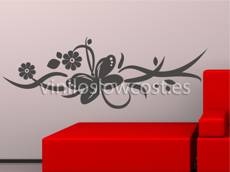 Vinilo mariposa en flor