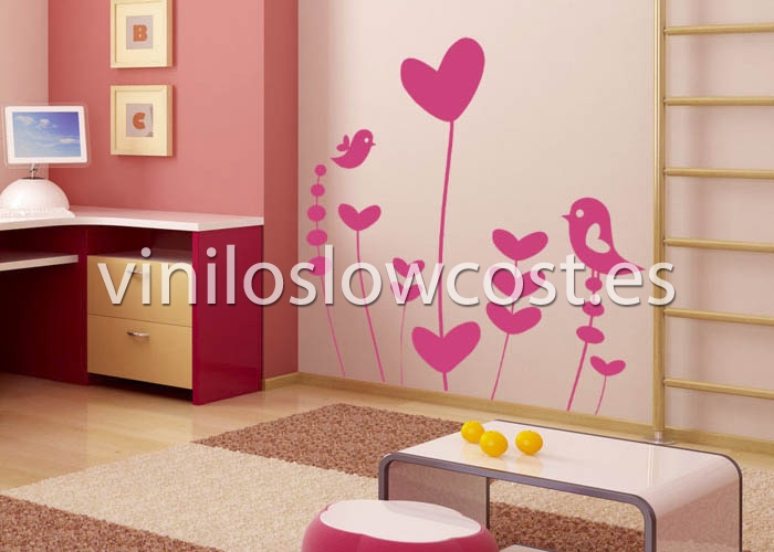 Vinilo infantil flores y corazones