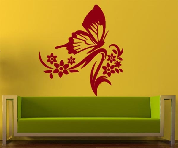 Vinilo floral mariposa 
