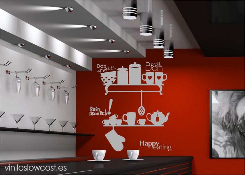 Vinilo estantería de cocina