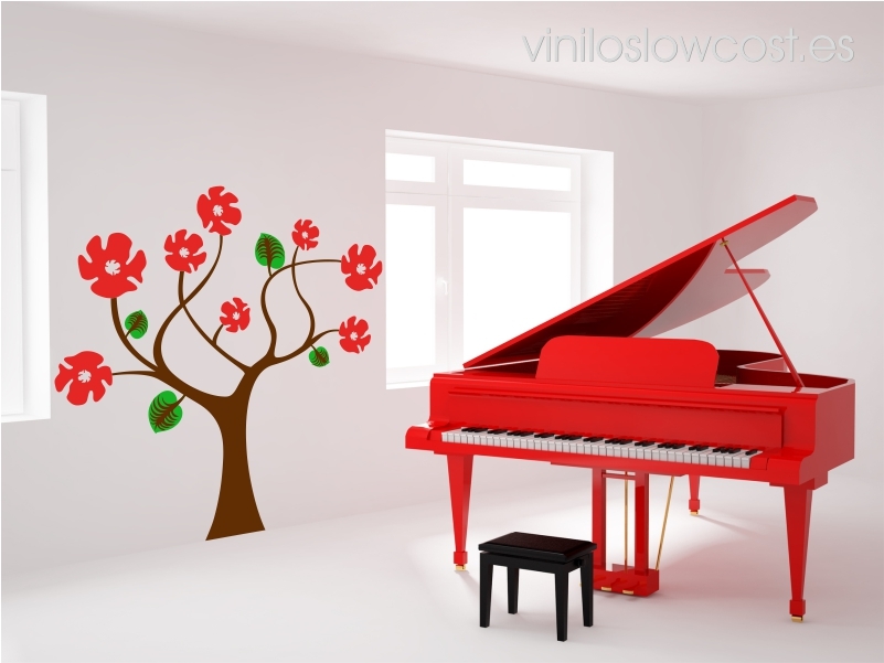 Vinilo árbol con flores 3 colores