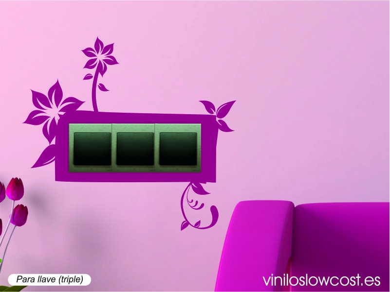 Vinilo enchufe floral triple